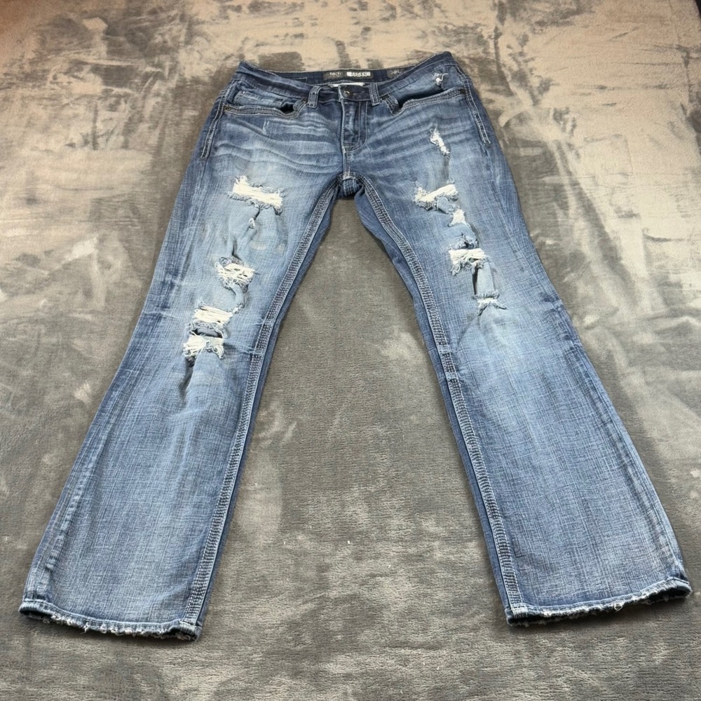 BKE Aiden Bootleg Distressed Jeans Mens 29L Medium Wash ABP21139